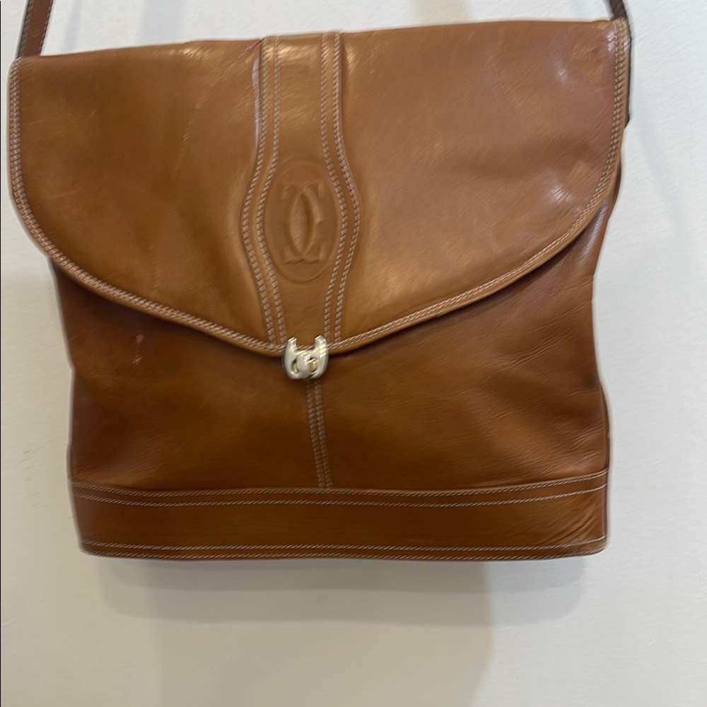Cartier vintage very rare Brown Leather Shoulder Bag